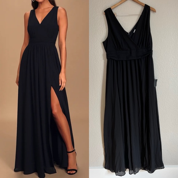 Thoughts of Hue Black Surplice Maxi Dress - Picture 1 of 7
